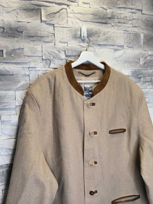 Kurtka Marynarka Lniana Len Country Vintage Beżowa