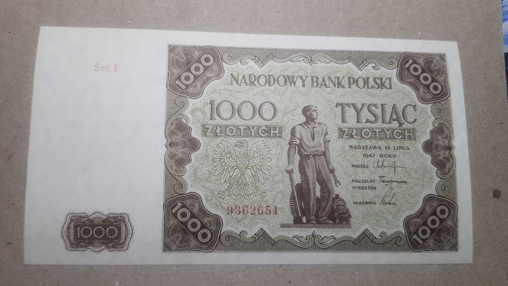RARYTAS !!! 1000 złotych 1947 s. F  UNC/UNC-