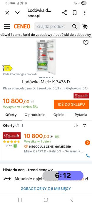 Lodówka chłodziarka Miele K 7473 D [gwar/dowóz]