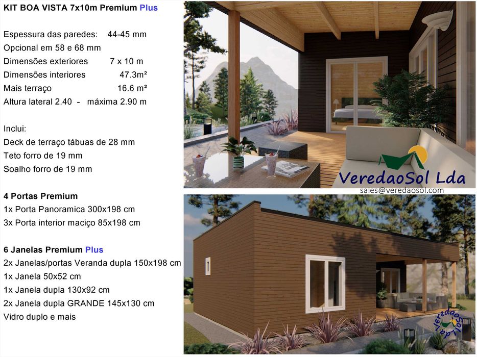 Casa madeira ARICA T2-Boa vista 63.9 m² 44 - 58 e 68 mm PREÇO SUPERIOR