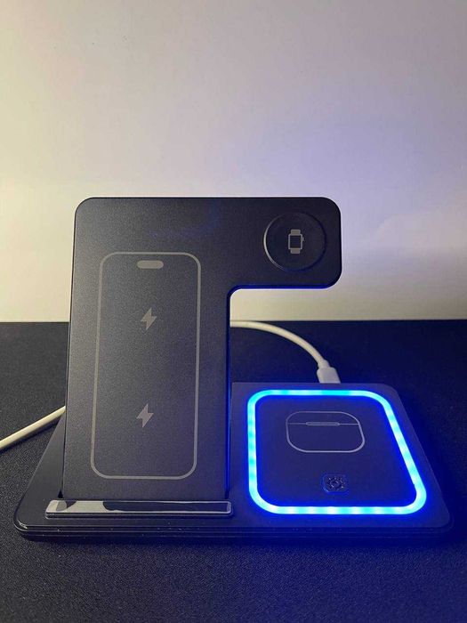 Безпровідна зарядка 3 в 1 для телефона годинника та навушників