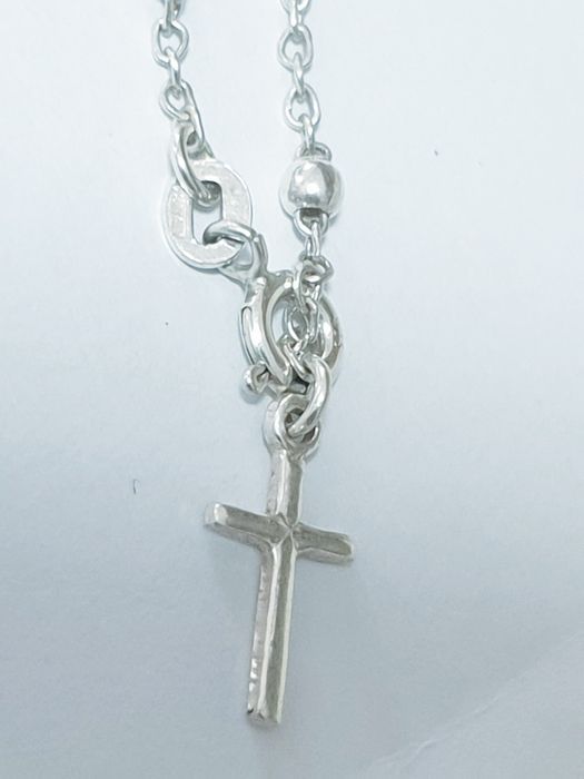 Lindo colar com pendente anjo e pulseira com cruz em prata portuguesa