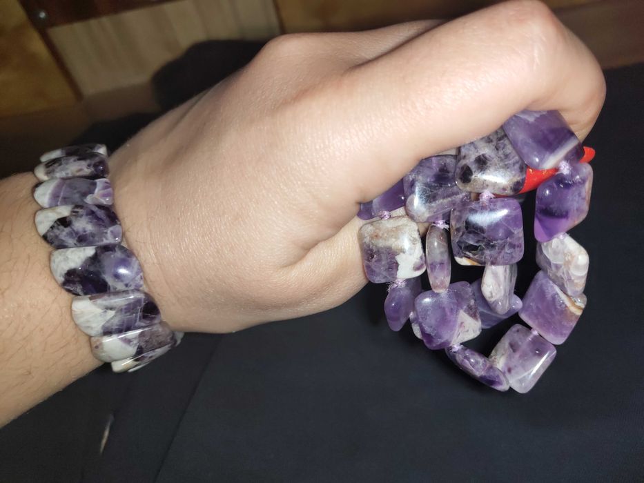 Бусы браслет из аметиста натурального нефрита жемчуга