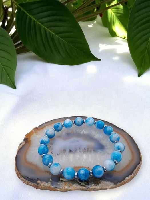 Bransoletka z larimaru i hematytu, LARIMAR, HEMATYT #2559