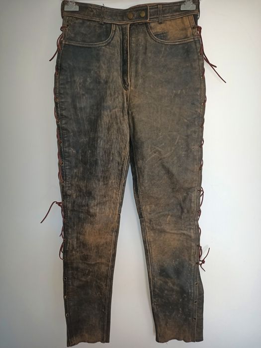 Echtes Leader Spodnie skórzane damskie r.XS