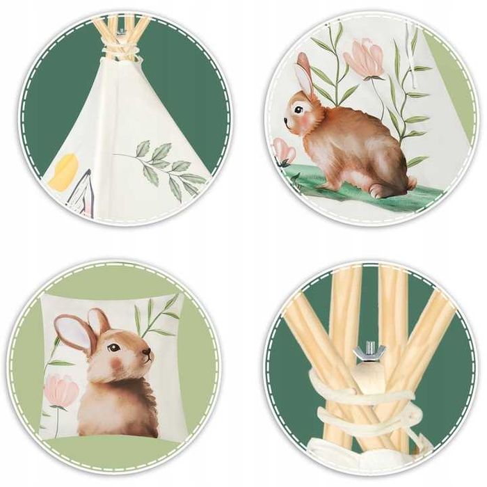 Namiot dla dzieci TIPI INDIAŃSKIE WIGWAM w Zwierzątka + GRATISY