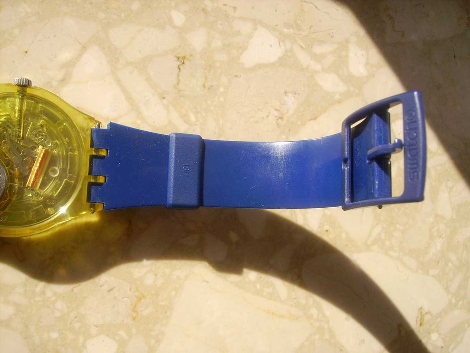 Zegarek Swatch gn209 Swiss Made uszkodzony + niebieski pasek oryginał stan bardzo dobry + pudełko bez baterii