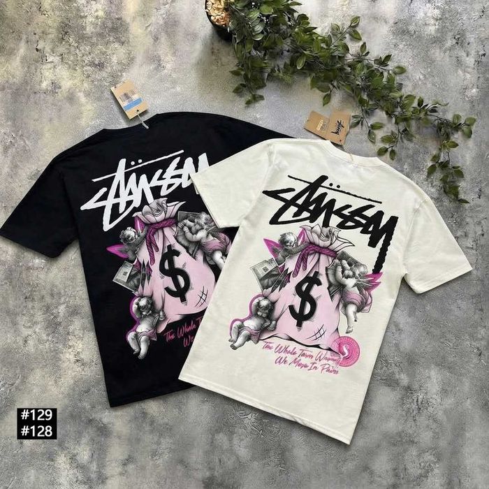 Чорна / Біла Нова Футболка Stussy Fuzzy Dice Yellow / XS-XXL