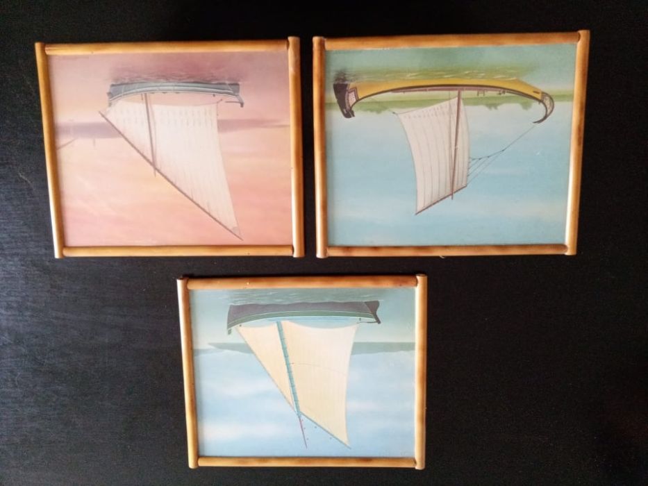 6 Quadros barcos em cana