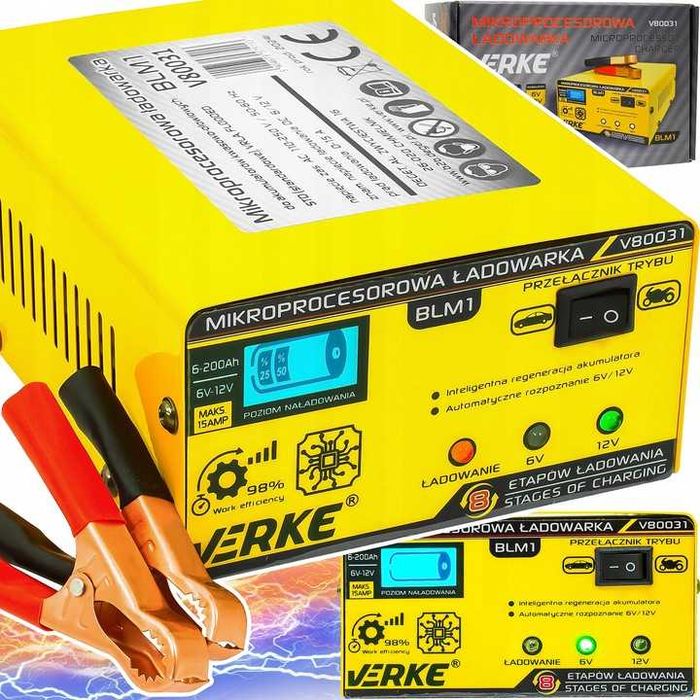 Prostownik mikroprocesowy  do ładowania akumulatorów  6 12V 15A