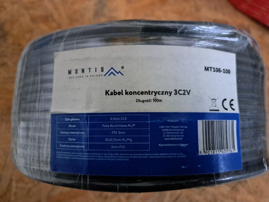 Kabel koncentryczny 3C2V – 100 m | NOWY 
Idealny do anten RTV i i