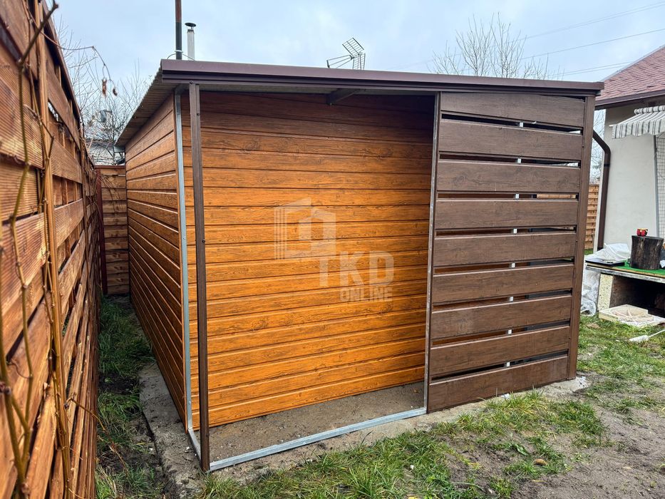 Schowek Domek Ogrodowy Garaż 4X3M + Wiata 0,5M Brama Drzwi Dach Tkd309