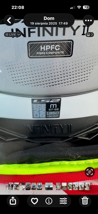 Kask motocyklowy LS2 Infinity II, rozm. M, 57 - 58 cm.