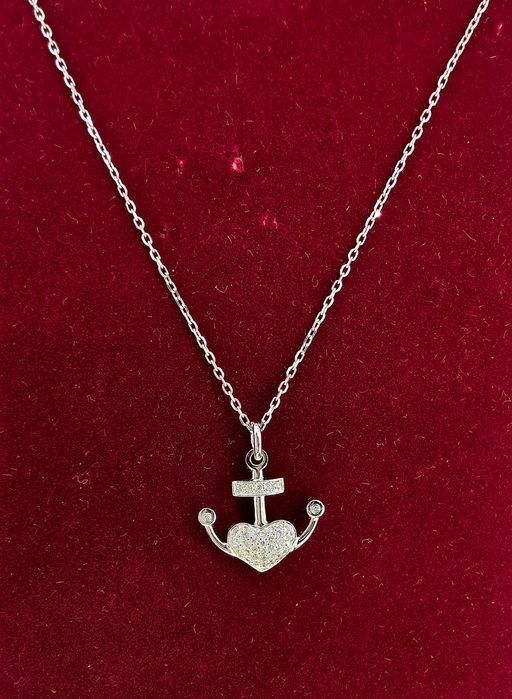 Брендовий золотий підвіс+ланцюг с діамантами 0.3ct