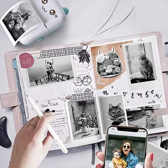 Drukuś mini drukarka różowa przenośna do zdjęć + 11 rolek gratis