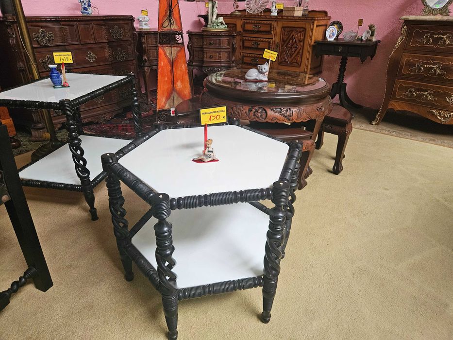 Mesa de centro antiga, exagonal - Muito Bom estado