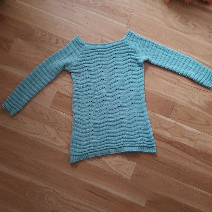 Miętowy jasno zielony turkusowy swetr sweter sweterek tunika S/M