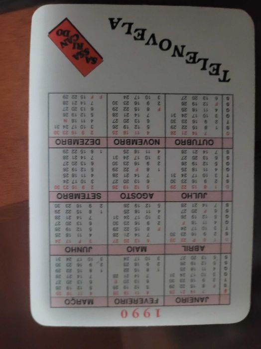 Calendários de Bolso - Novela "Sassaricando" 1990