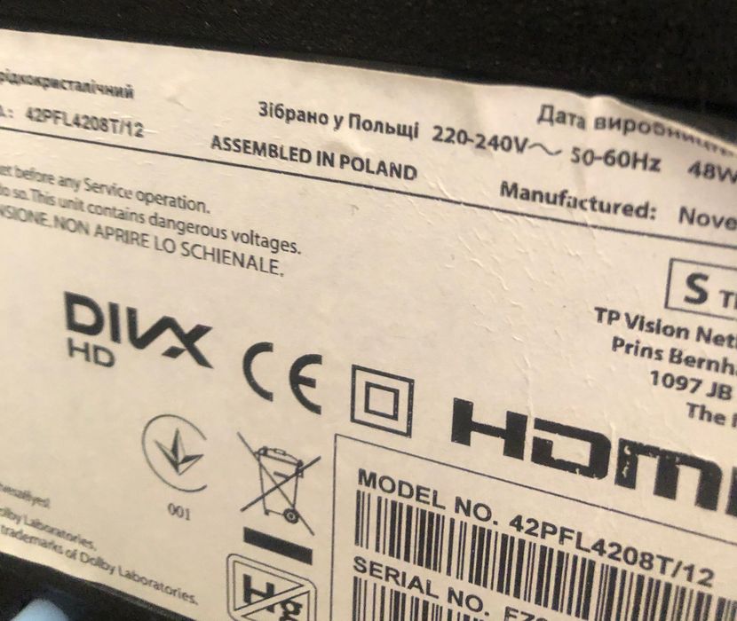 Телевизор 42" Philips 42PFL4208T/12 Smart TV. Самовивіз Київ