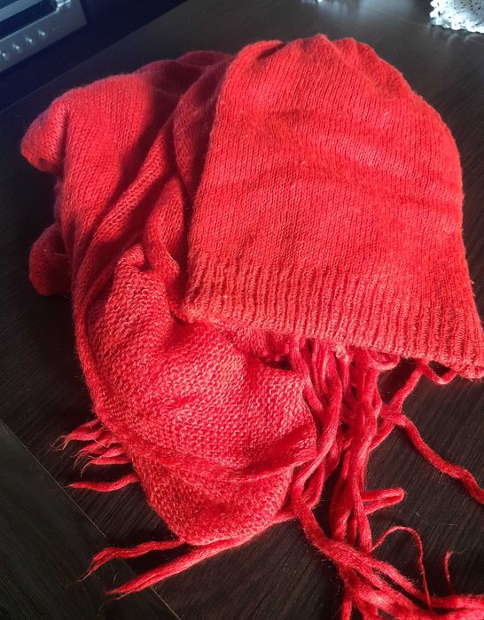 Bardzo długi szal i czapka H&M pomarańczowy