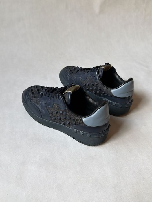 Valentino Rockstud Basket Low Leather/Denim Sneakers Shoes кроссовки кеды сникерсы с шипами валентино