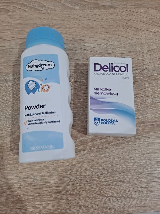 Krople delicol na kolkę niemowlęcą  NOWE + puder