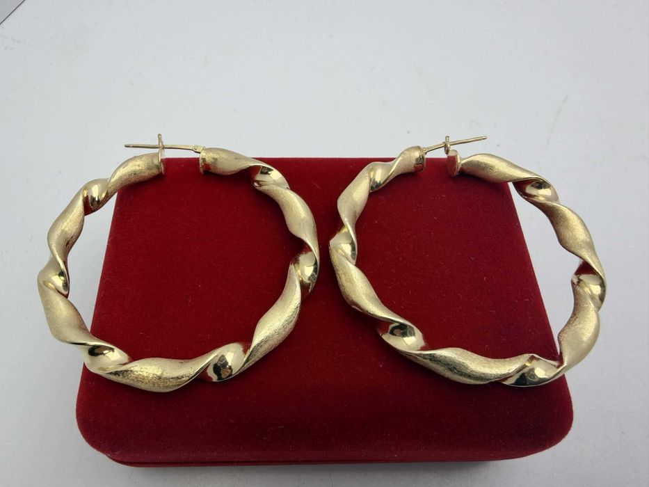 Złote Kolczyki Koła Kręcone Mat/ Połysk P585 8,28g 5,3cm 0,5CM 14K