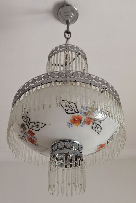 Candeeeiro de tecto em vidro antigo