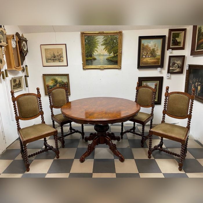 Стіл круглий бароко стільці дерево стол стулья 2825 2826