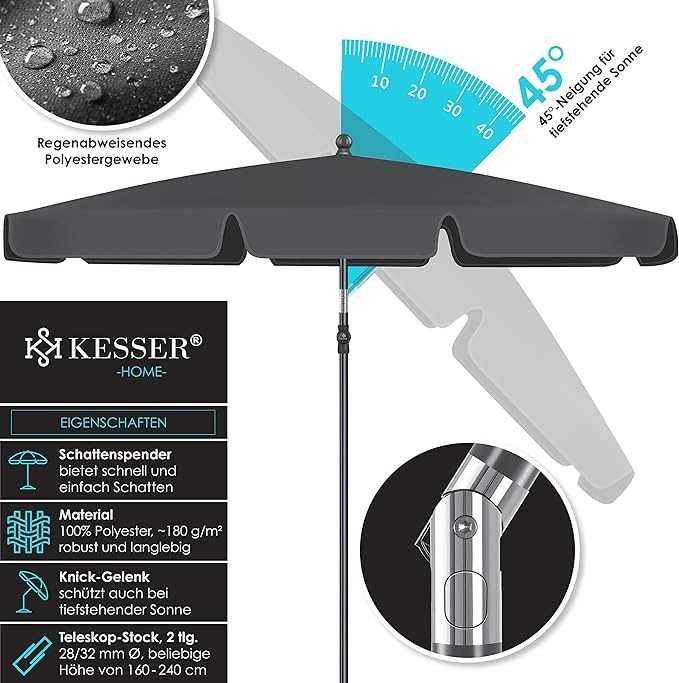 Nowy parasol prostokątny KESSER / patio / ogrodowy / 250x125 !4260!