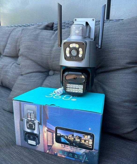 Камера відеонагляду V380 4G подвійна під сімку вулична поворотна P11