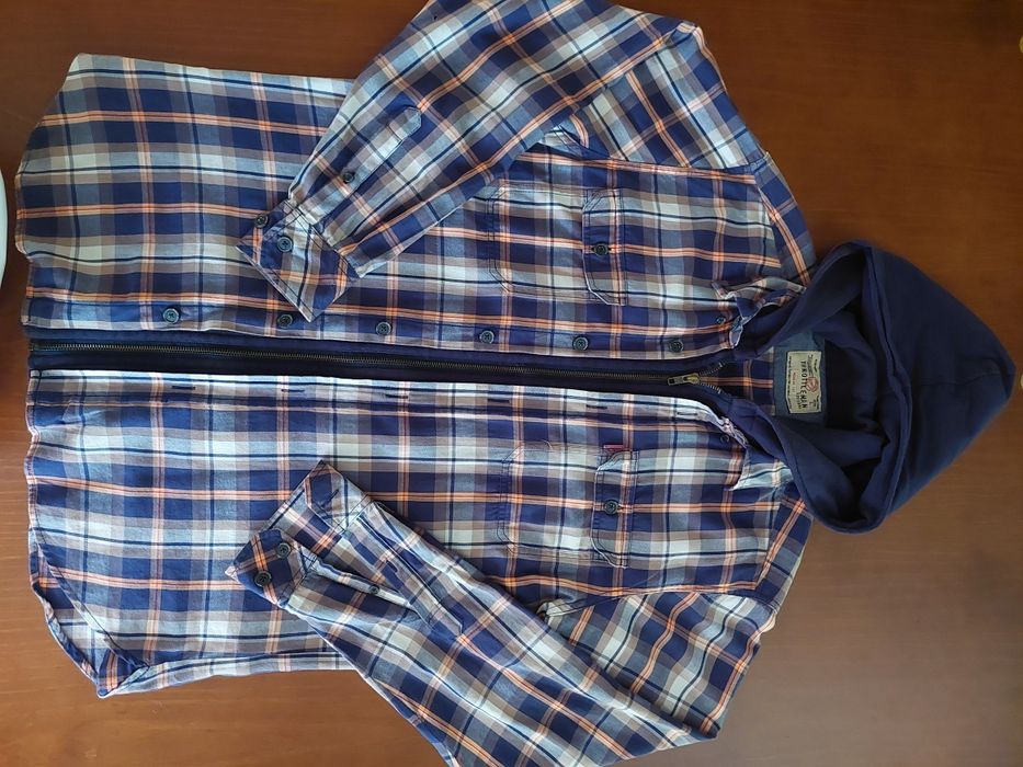 Camisa de Xadrez com Capuz  Throttleman – Tamanho L