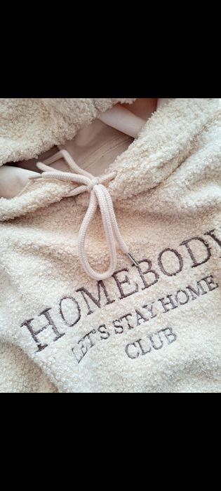 Bluza sinsay fluffy mis z kapturem kremowa bezowa damska 34 36