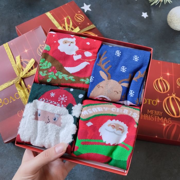 Новорічний подарунковий набір шкарпеток, новогодний набори носков
