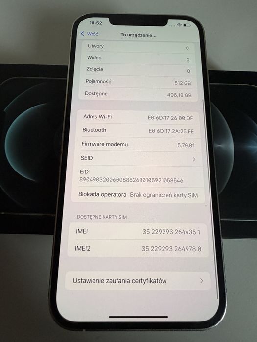 iPhone 12 Pro Max 512gb Silver Idealny Nowa Bateria 98%