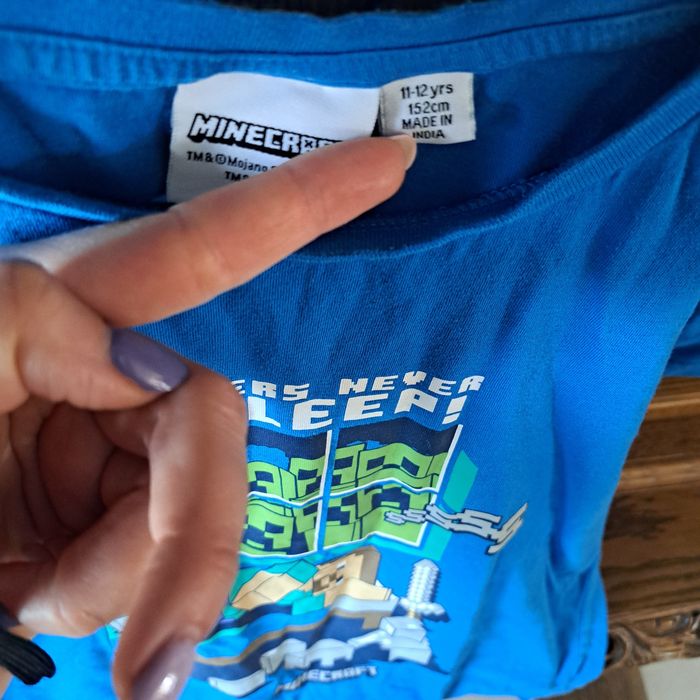 T-shirt Minecraft, niebieska koszulka 152cm