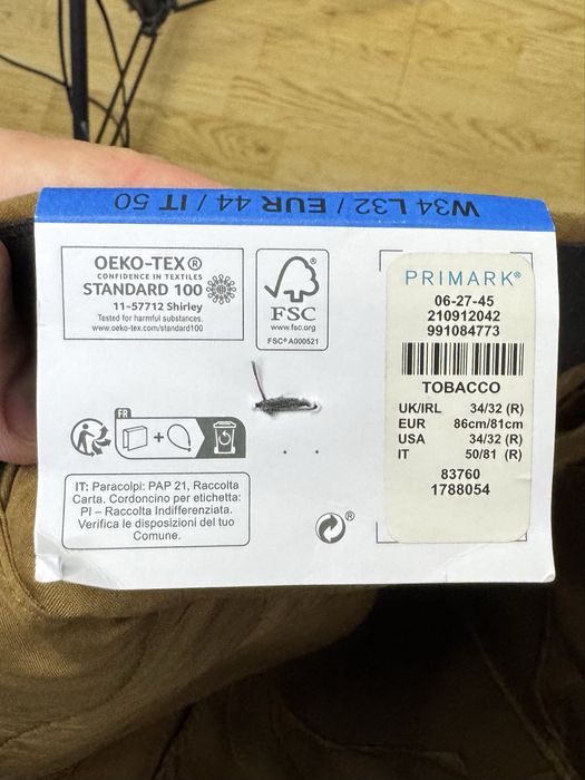 Primark Denim Co штаны брюки W34 L32 размер коричневые
