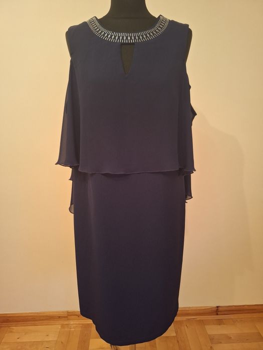Granatowa wizytowa sukienka rozmiar 40/42, L, XL