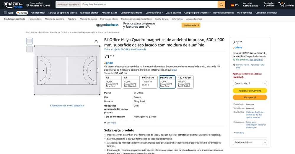 Bi-office quadro magnético de andebol (106)