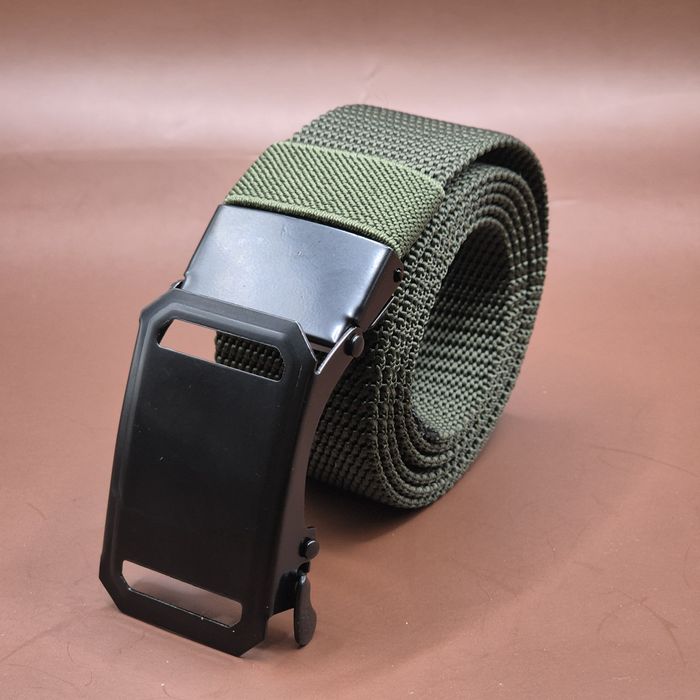 Pasek do spodni z automatyczną metalową klamrą khaki 120 cm Nowy 
Czar