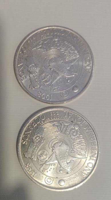 Lote de 2 moedas comemorativas portuguesas de 1000 Escudos (1998)