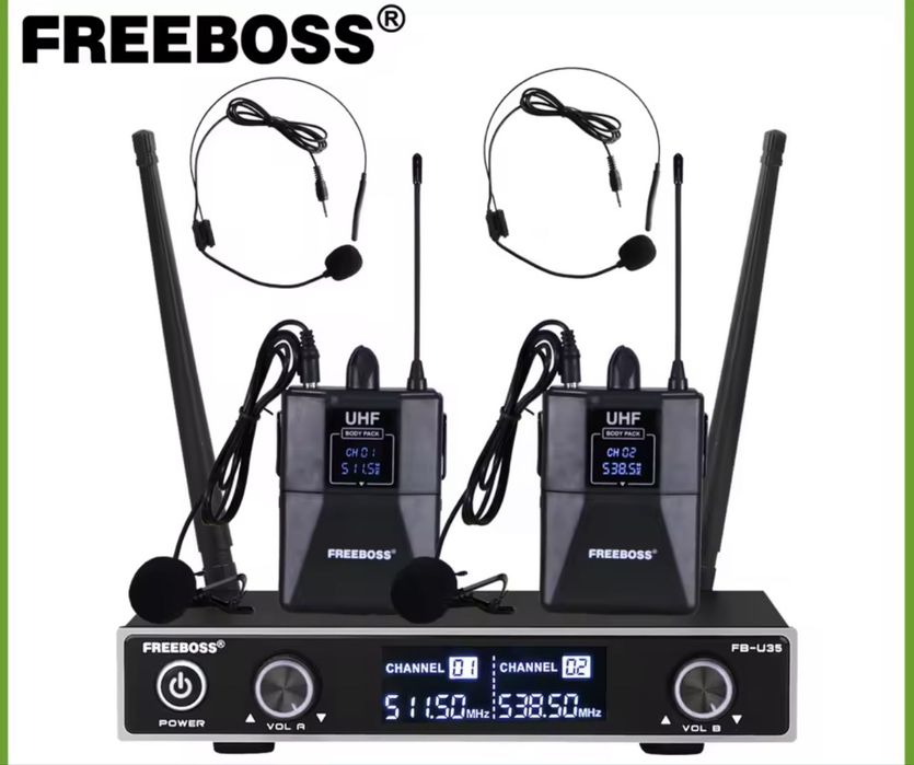 Conjunto microfones sem fio (lapela e face)