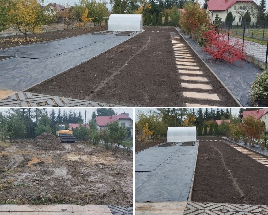 Zakładanie trawników,glebogryzarka separacyjna,minikoparka wywrotka