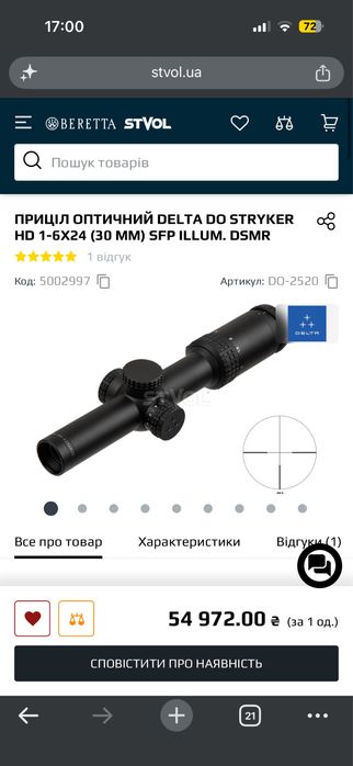 Приціл DELTA HD 1-6x24