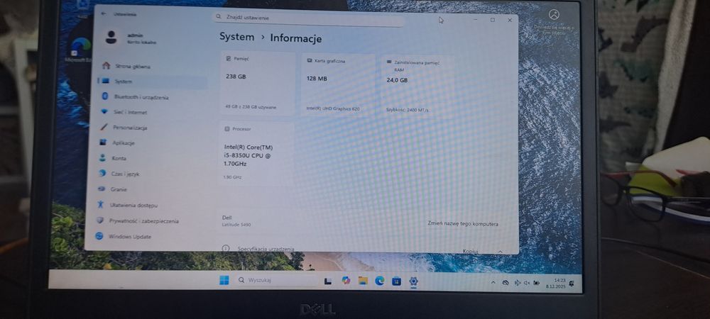 Dell Latitude 5490 | i5-8350U | 24 GB RAM | SSD 240 GB | Windows 11