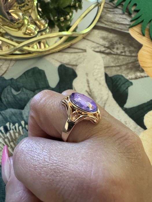 Pierścionek kamień fioletowy Premium