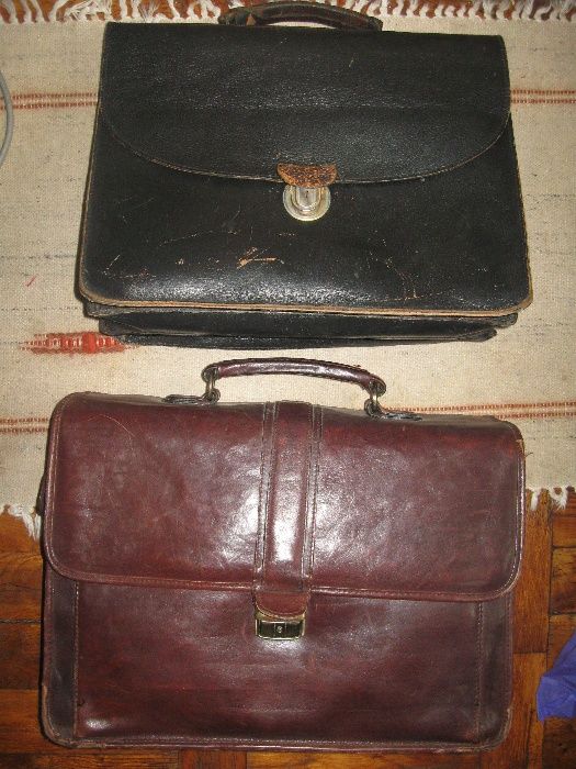 Teczka aktówka firmowa San Babila skórzana. czarna i brązowa Vintage