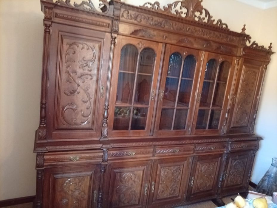 Conjunto Moveis Sala,  madeira maciça em castanho