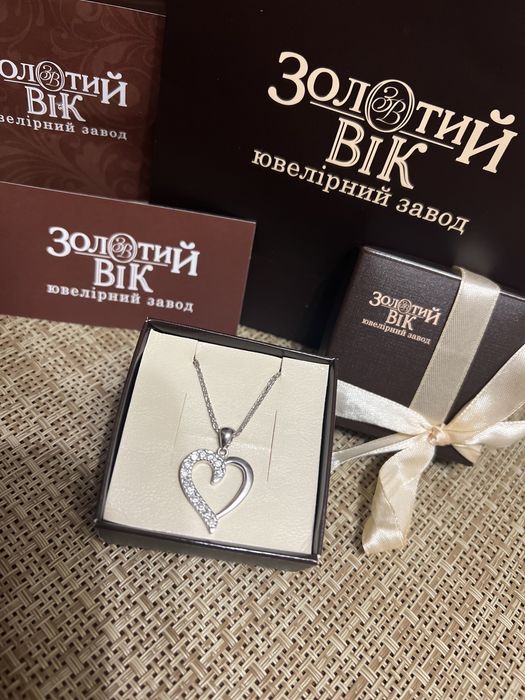Набор цепочка с кулоном серебро
