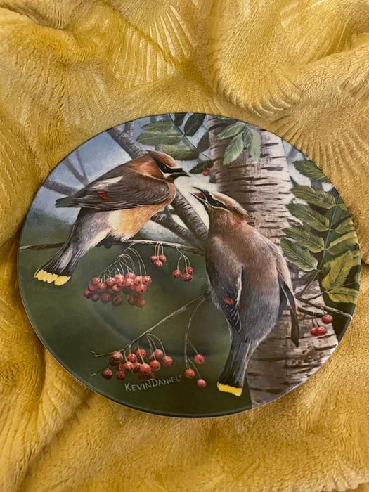 Talerz dekoracyjny, Edwin M. Knowles, strzygły, ptaki, Britannica